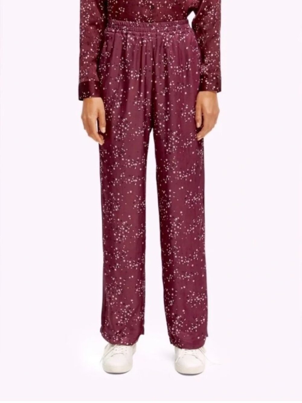 Scotch & Soda NWT Mid Rise Wide Leg Gia Pants in Milky Way Crimson size Medium